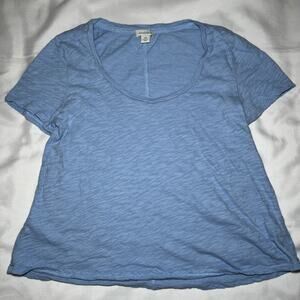 Sundance 100% Cotton Tshirt Top Tee Blue Size PM Petite Soft Comfort Minimalist